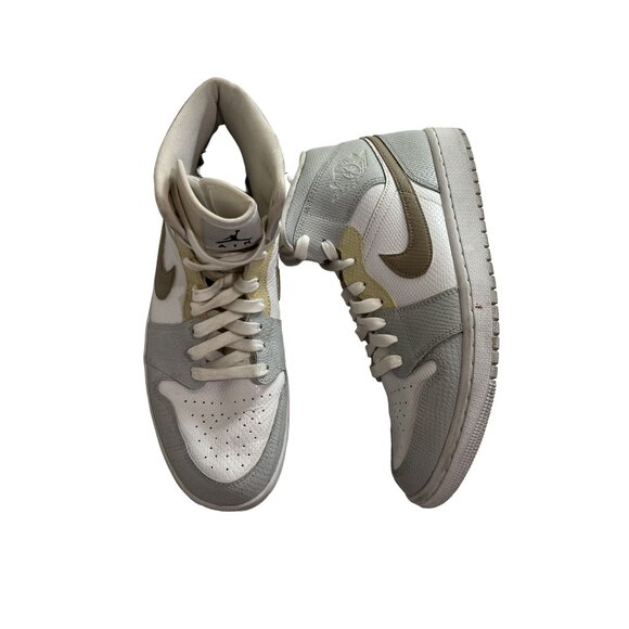 Nike x Nathalie Paris x The Label 318 Air Jordan 1s in White Grey Beige Gold